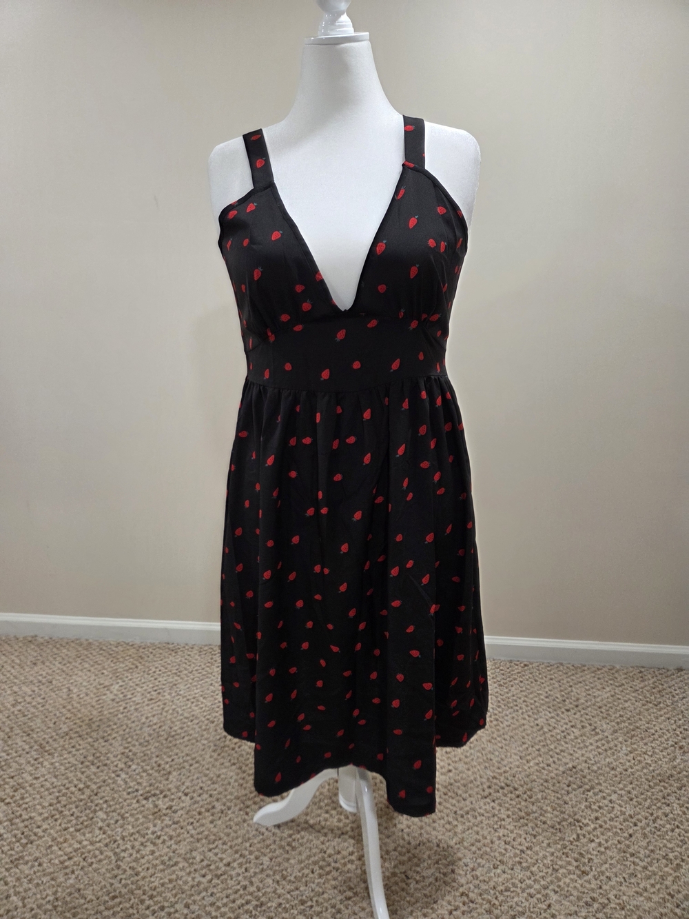 SHEIN Black Maxi Dress with Red Dot Print
